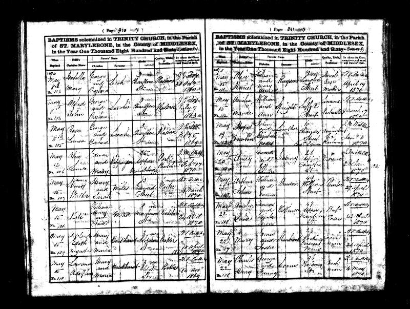 Rippington (Alice Louisa) 1870 Baptism Record